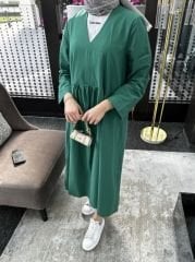 ZARA MODEL POPLİN ELBİSE ZÜMRÜT