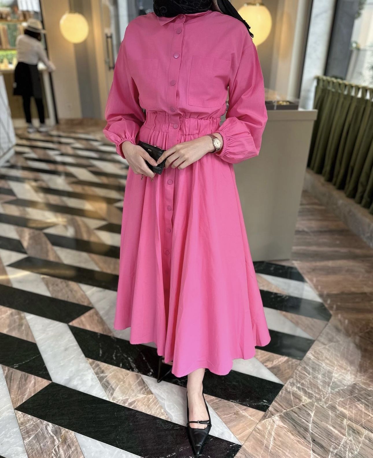BEYMEN MODEL ELBİSE PEMBE