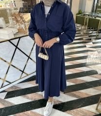BEYMEN MODEL ELBİSE LACİVERT