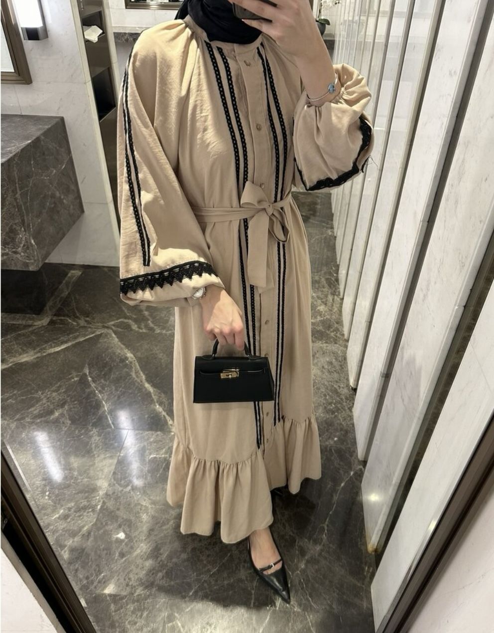 ETNA NAKIŞLI ELBİSE CAMEL