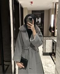 Markoff Kürklü Kaban Gri